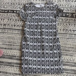Black and White Patterned Midi Dress